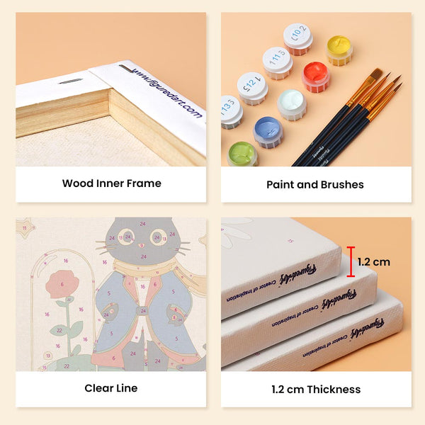 Mini Paint by numbers 6"x8" (6 pieces) - Little Cat