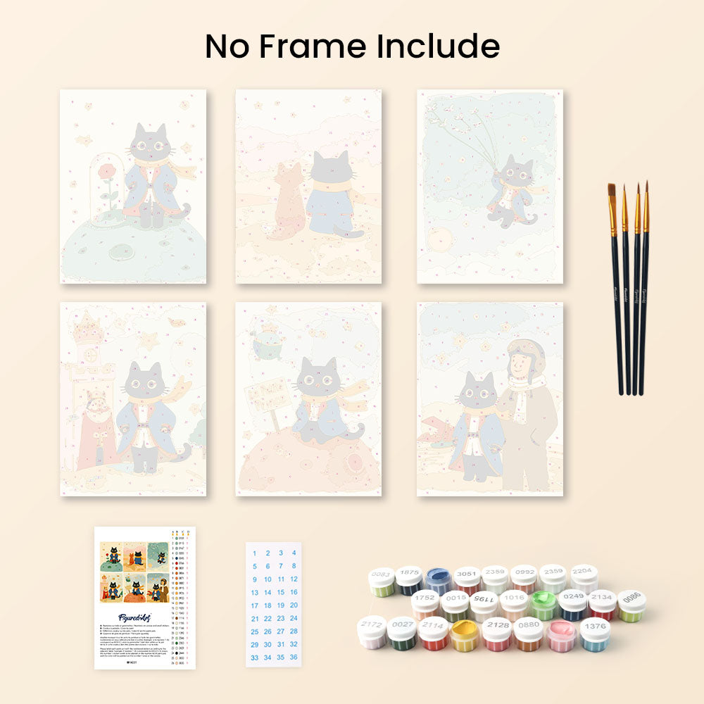 Mini Paint by numbers 6"x8" (6 pieces) - Little Cat