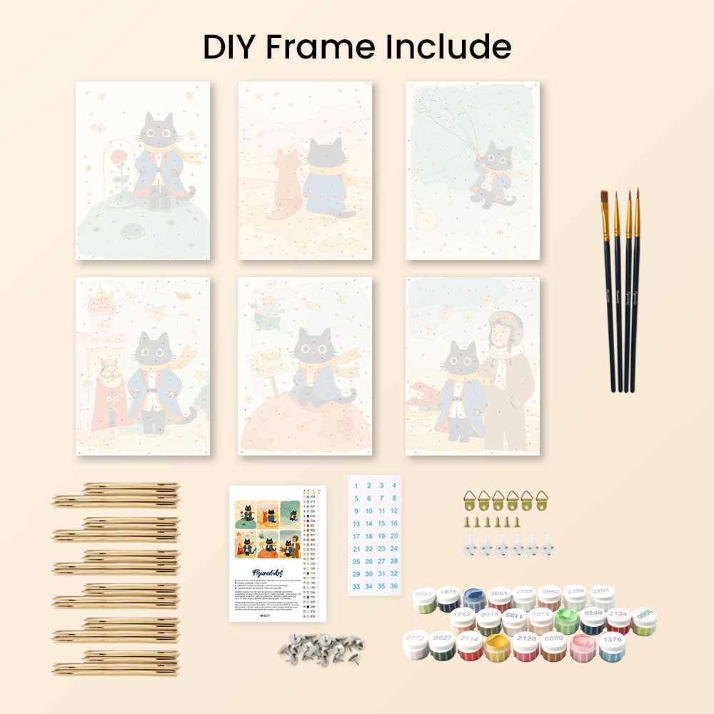 Mini Paint by numbers 6"x8" (6 pieces) - Little Cat