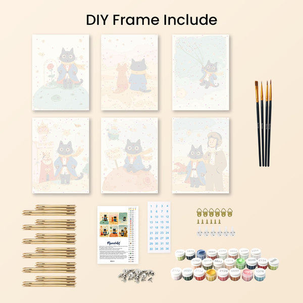 Mini Paint by numbers 6"x8" (6 pieces) - Little Cat