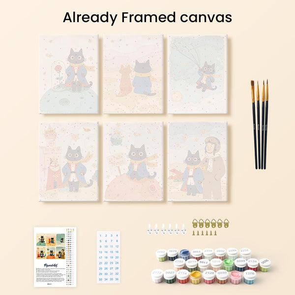 Mini Paint by numbers 6"x8" (6 pieces) - Little Cat