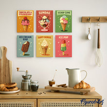 Load image into Gallery viewer, Mini Paint by numbers 6"x8" (6 pieces) - Vintage Ice Cream