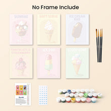 Load image into Gallery viewer, Mini Paint by numbers 6"x8" (6 pieces) - Retro Ice Cream