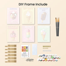 Load image into Gallery viewer, Mini Paint by numbers 6"x8" (6 pieces) - Retro Ice Cream