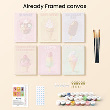 Load image into Gallery viewer, Mini Paint by numbers 6"x8" (6 pieces) - Retro Ice Cream