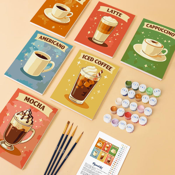 Mini Paint by numbers 6"x8" (6 pieces) - Classic Coffee