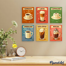 Load image into Gallery viewer, Mini Paint by numbers 6"x8" (6 pieces) - Classic Coffee