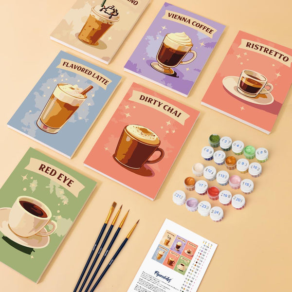 Mini Paint by numbers 6"x8" (6 pieces) - Coffees of the World