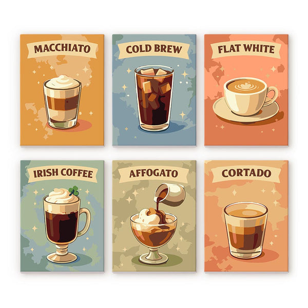 Mini Paint by numbers 6"x8" (6 pieces) - Specialty Coffee Figured'Art