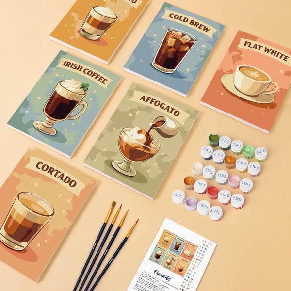 Mini Paint by numbers 6"x8" (6 pieces) - Specialty Coffee