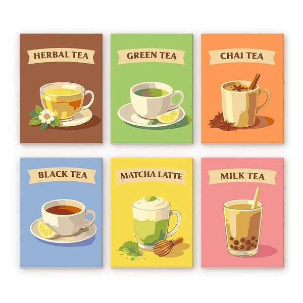 Mini Paint by numbers 6"x8" (6 pieces) - Teas of the World Figured'Art