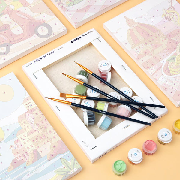 Mini Paint by numbers 6"x8" (6 pieces) - Mediterranean Escape