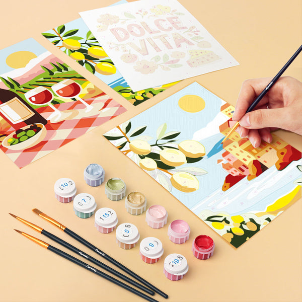 Mini Paint by numbers 6"x8" (6 pieces) - Mediterranean Escape