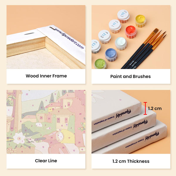 Mini Paint by numbers 6"x8" (6 pieces) - Mediterranean Escape