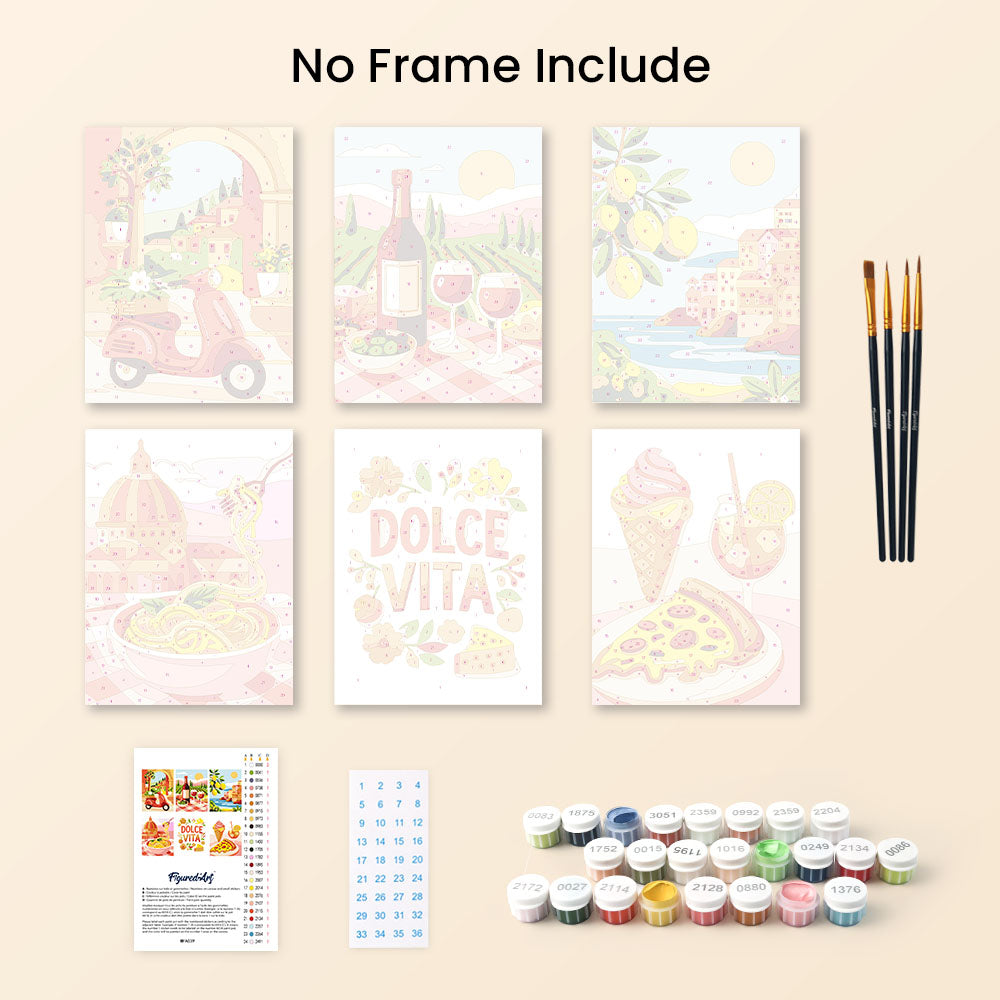 Mini Paint by numbers 6"x8" (6 pieces) - Mediterranean Escape