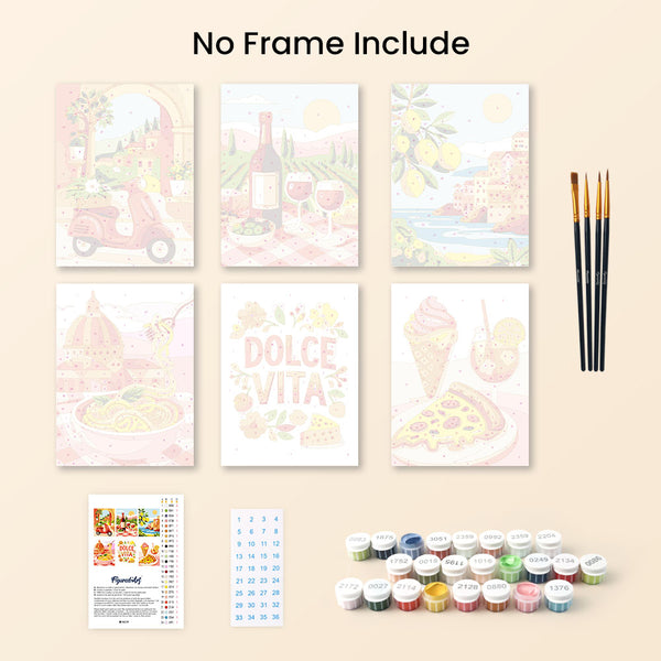 Mini Paint by numbers 6"x8" (6 pieces) - Mediterranean Escape