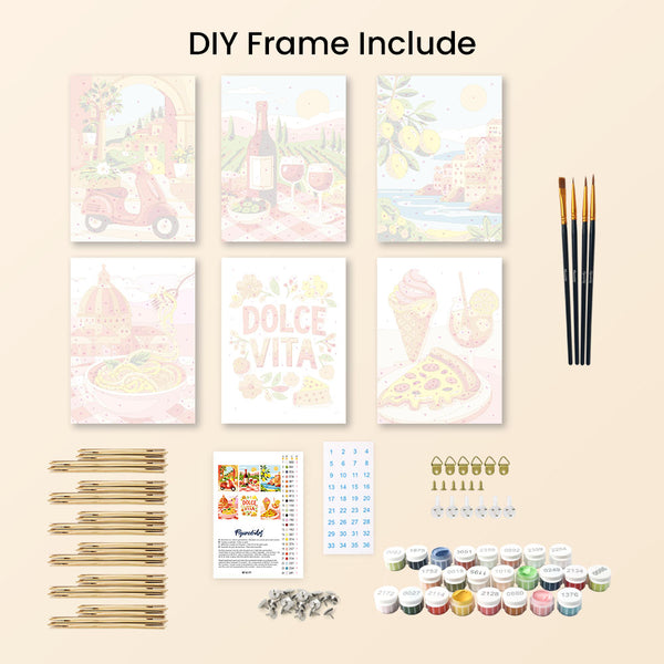 Mini Paint by numbers 6"x8" (6 pieces) - Mediterranean Escape