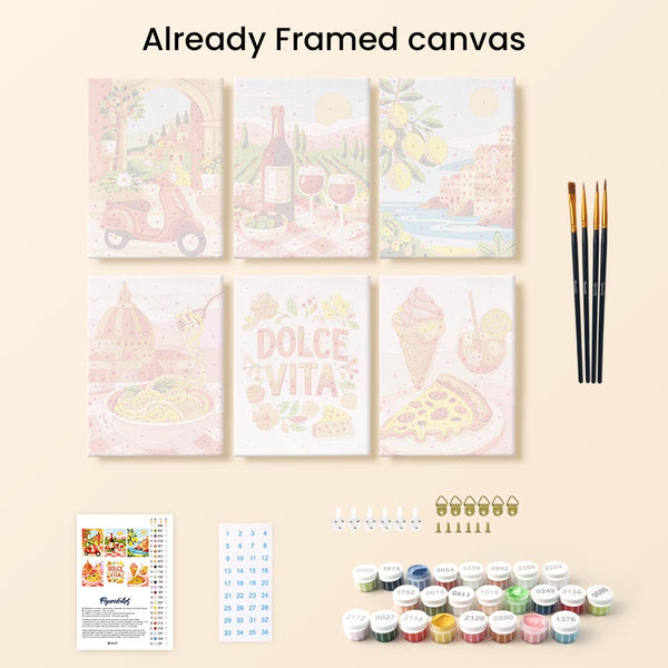 Mini Paint by numbers 6"x8" (6 pieces) - Mediterranean Escape