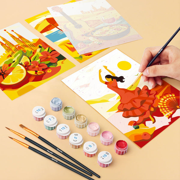 Mini Paint by numbers 6"x8" (6 pieces) - Vibrant Spain