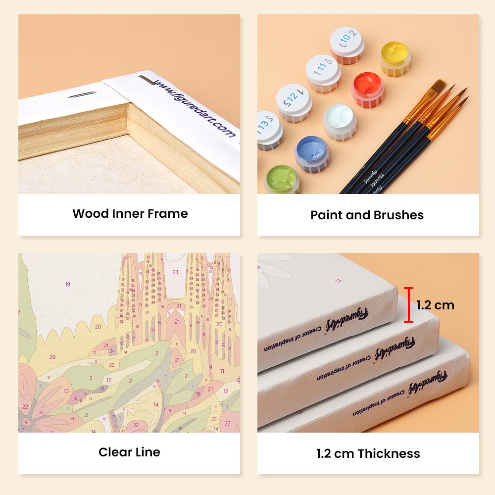 Mini Paint by numbers 6"x8" (6 pieces) - Vibrant Spain