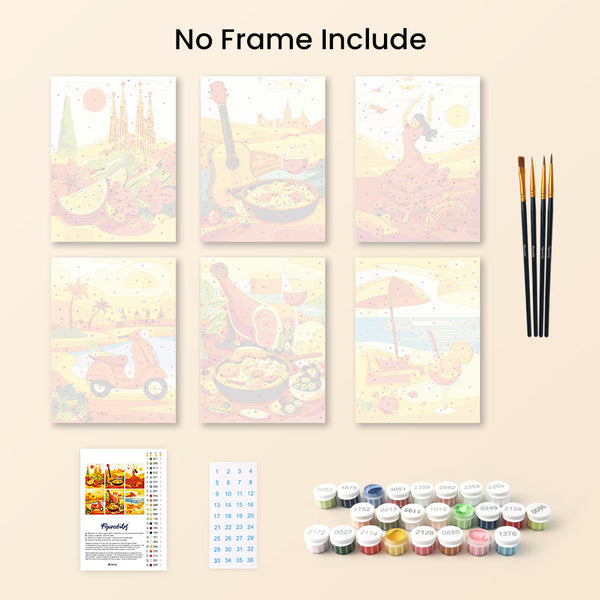 Mini Paint by numbers 6"x8" (6 pieces) - Vibrant Spain