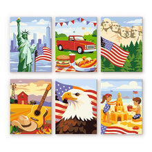 Load image into Gallery viewer, Mini Paint by numbers 6"x8" (6 pieces) - Hello USA Figured'Art