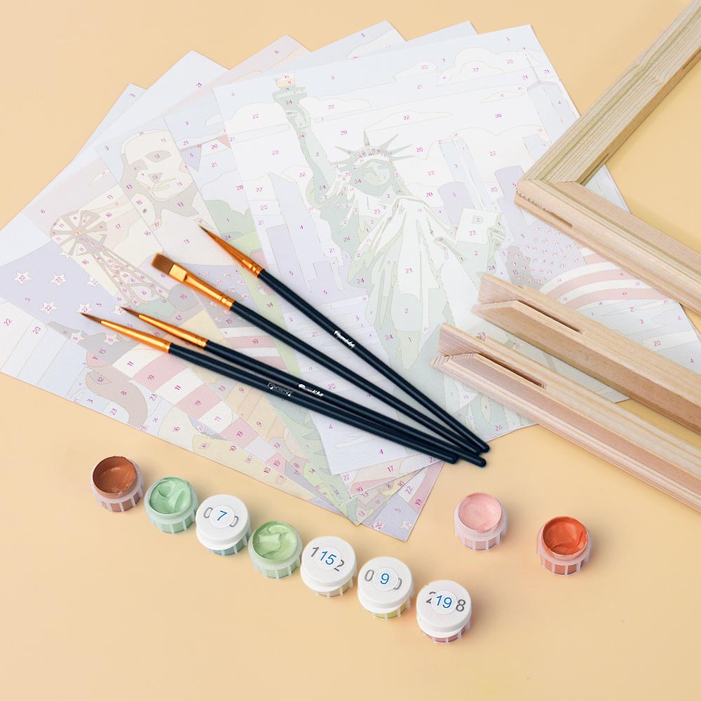 Mini Paint by numbers 6"x8" (6 pieces) - Hello USA