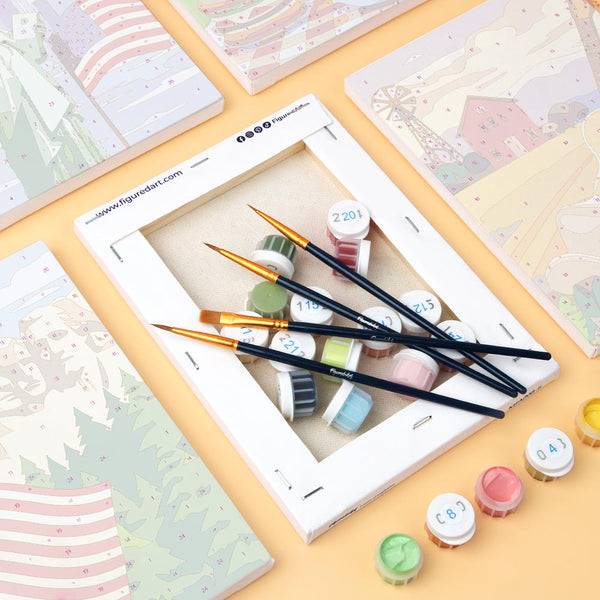 Mini Paint by numbers 6"x8" (6 pieces) - Hello USA