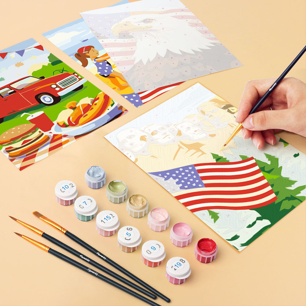 Mini Paint by numbers 6"x8" (6 pieces) - Hello USA
