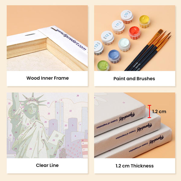 Mini Paint by numbers 6"x8" (6 pieces) - Hello USA