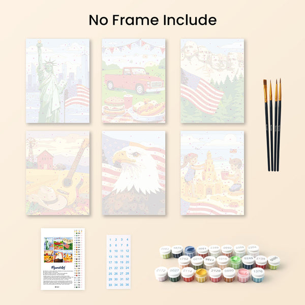 Mini Paint by numbers 6"x8" (6 pieces) - Hello USA