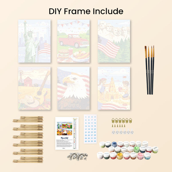 Mini Paint by numbers 6"x8" (6 pieces) - Hello USA