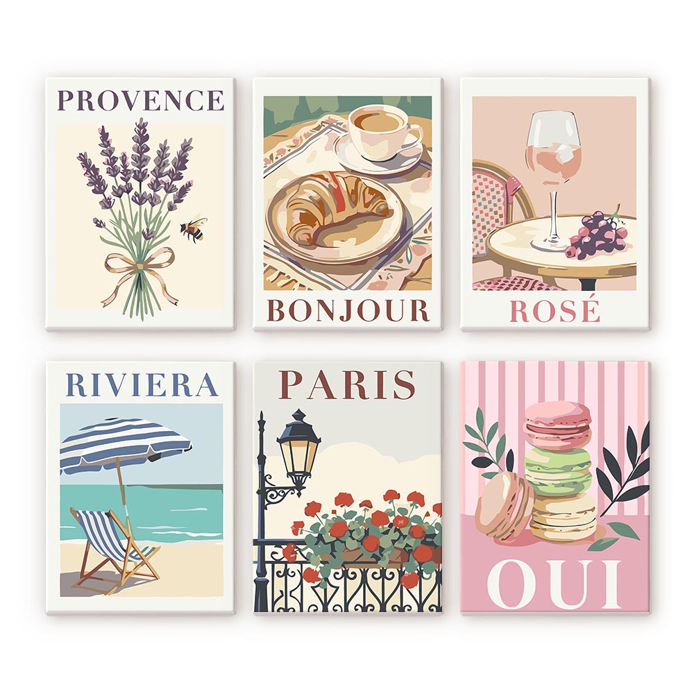 Mini Paint by numbers 6"x8" (6 pieces) - Chic France Figured'Art