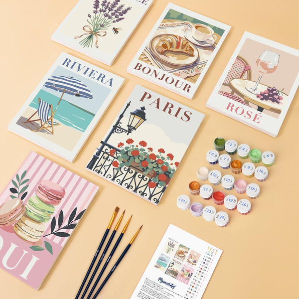 Mini Paint by numbers 6"x8" (6 pieces) - Chic France