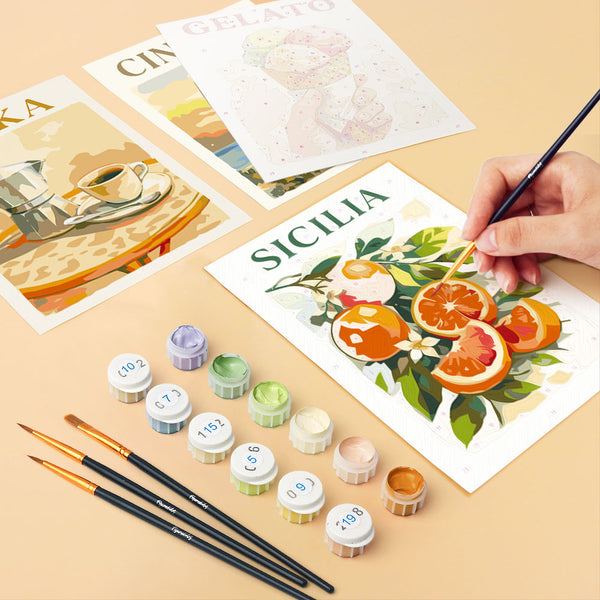 Mini Paint by numbers 6"x8" (6 pieces) - Dolce Italy