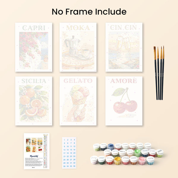 Mini Paint by numbers 6"x8" (6 pieces) - Dolce Italy