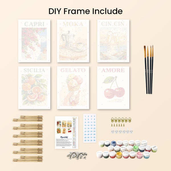 Mini Paint by numbers 6"x8" (6 pieces) - Dolce Italy