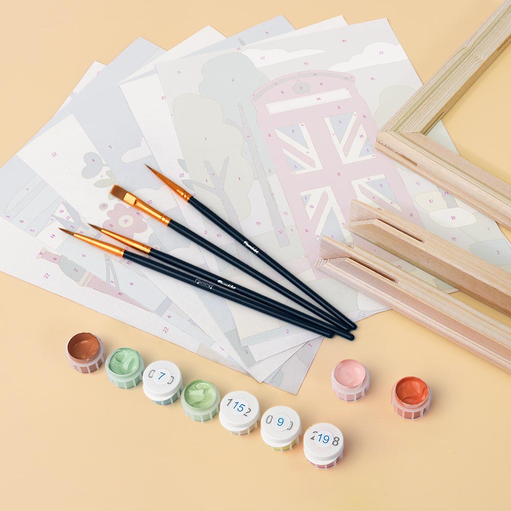 Mini Paint by numbers 6"x8" (6 pieces) - British Charm
