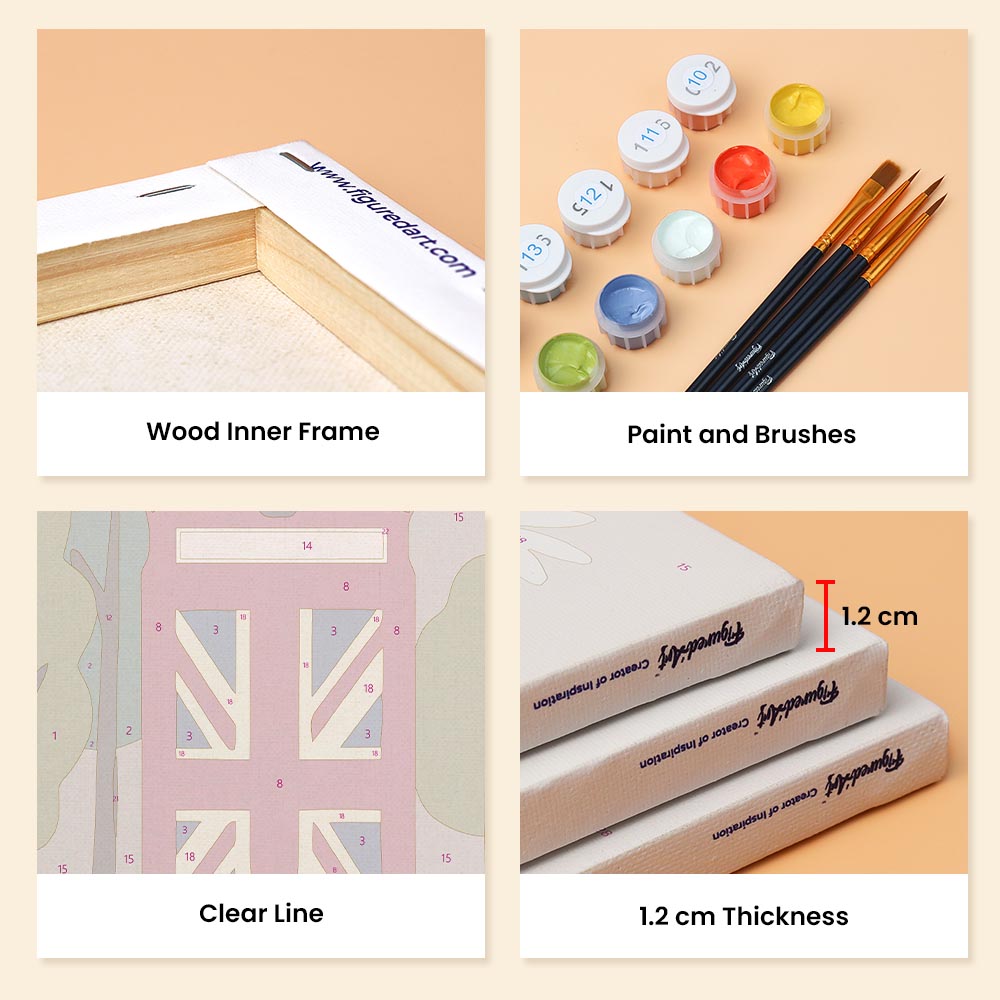 Mini Paint by numbers 6"x8" (6 pieces) - British Charm