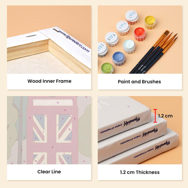 Mini Paint by numbers 6"x8" (6 pieces) - British Charm