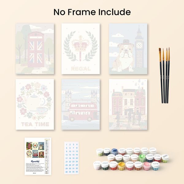Mini Paint by numbers 6"x8" (6 pieces) - British Charm