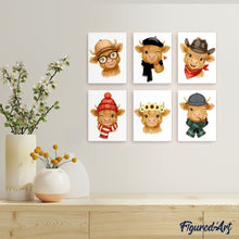 Load image into Gallery viewer, Mini Paint by numbers 6"x8" (6 pieces) - Country Cuties