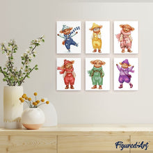 Load image into Gallery viewer, Mini Paint by numbers 6"x8" (6 pieces) - Pastel Farm Tales