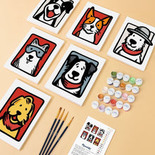 Load image into Gallery viewer, Mini Paint by numbers 6"x8" (6 pieces) - Bandana Buddies 1
