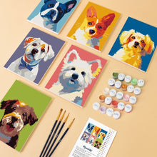 Load image into Gallery viewer, Mini Paint by numbers 6"x8" (6 pieces) - Modern Dog Portraits 1