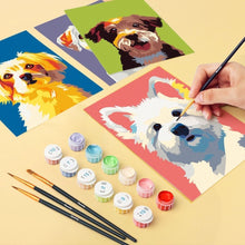 Load image into Gallery viewer, Mini Paint by numbers 6"x8" (6 pieces) - Modern Dog Portraits 1