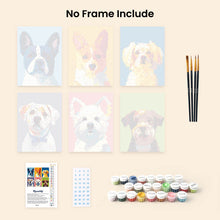 Load image into Gallery viewer, Mini Paint by numbers 6"x8" (6 pieces) - Modern Dog Portraits 1