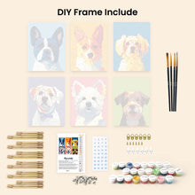 Load image into Gallery viewer, Mini Paint by numbers 6"x8" (6 pieces) - Modern Dog Portraits 1