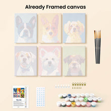 Load image into Gallery viewer, Mini Paint by numbers 6"x8" (6 pieces) - Modern Dog Portraits 1
