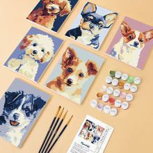 Load image into Gallery viewer, Mini Paint by numbers 6"x8" (6 pieces) - Modern Dog Portraits 2